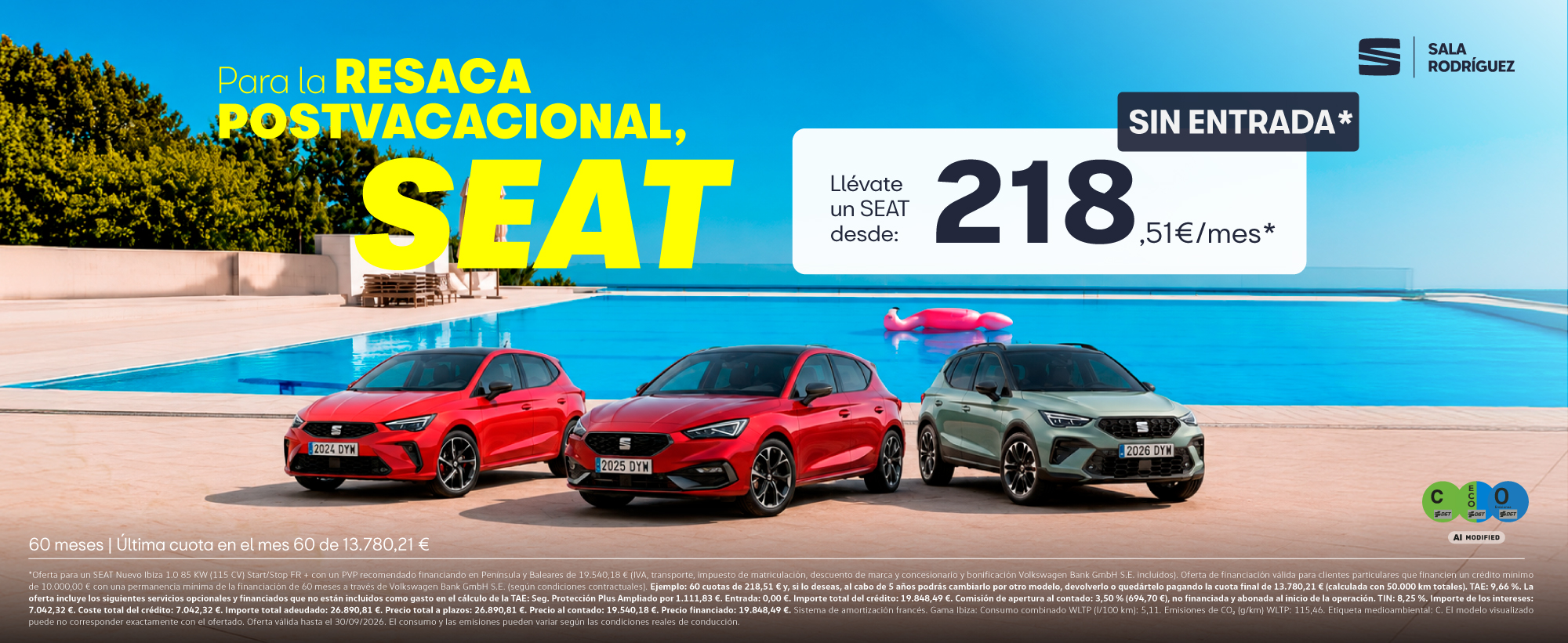 Sin entrada · tu SEAT desde 218,51 €/mes